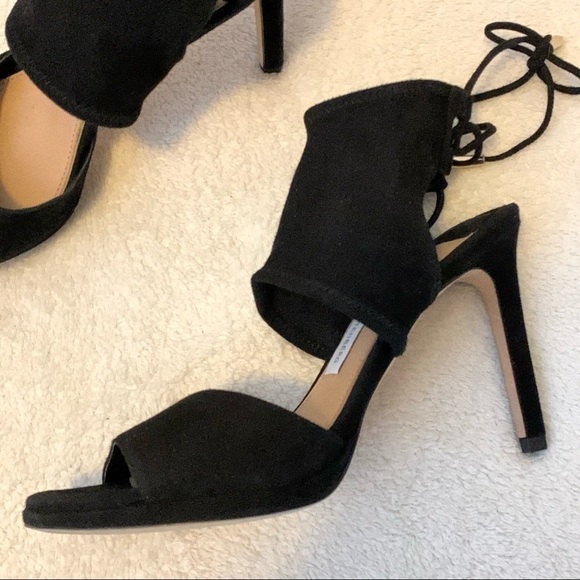 Diane von Furstenberg Black Laie Heel Sandals 332 - Picture 6 of 12